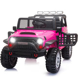 12V kids Ride On Jeep with Remote Control, Electric Car for Kids 3-8 Years, 3 Speeds, LED Lights, MP3 Player - Rose Red