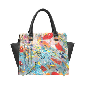 Handbags, Colorful Paint Splatter Rivet Style Top-Handle Bag