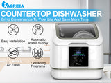 No hook up needed Portable Countertop Dishwasher,  Compact Mini Dishwasher With 7 Washing Programs, Auto Water Injection, Anti-Leakage, Fruit & Vegetable Soaking, For 4 Sets of Tableware