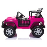 12V kids Ride On Jeep with Remote Control, Electric Car for Kids 3-8 Years, 3 Speeds, LED Lights, MP3 Player - Rose Red