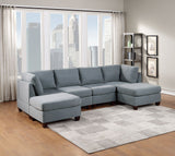 Living Room Furniture Armless Chair Grey Linen Like Fabric 1pc Cushion Armless Chair Wooden Legs